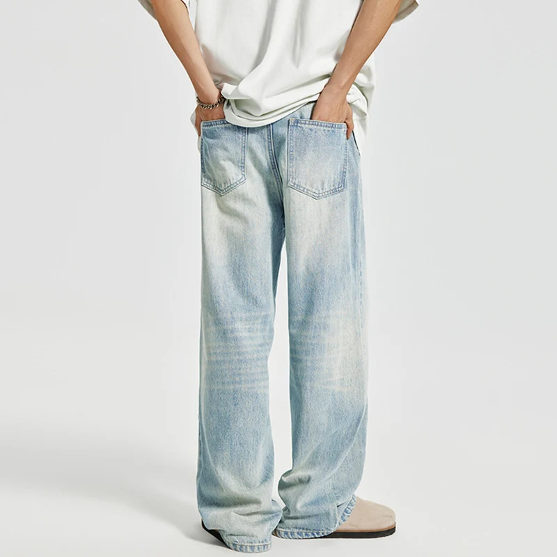 Herren Baggy-Denim-Palazzohose im washed‑Lightlook mit extra weitem Bein Nord Taschen