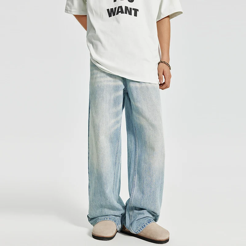 Herren Baggy-Denim-Palazzohose im washed‑Lightlook mit extra weitem Bein Nord Taschen