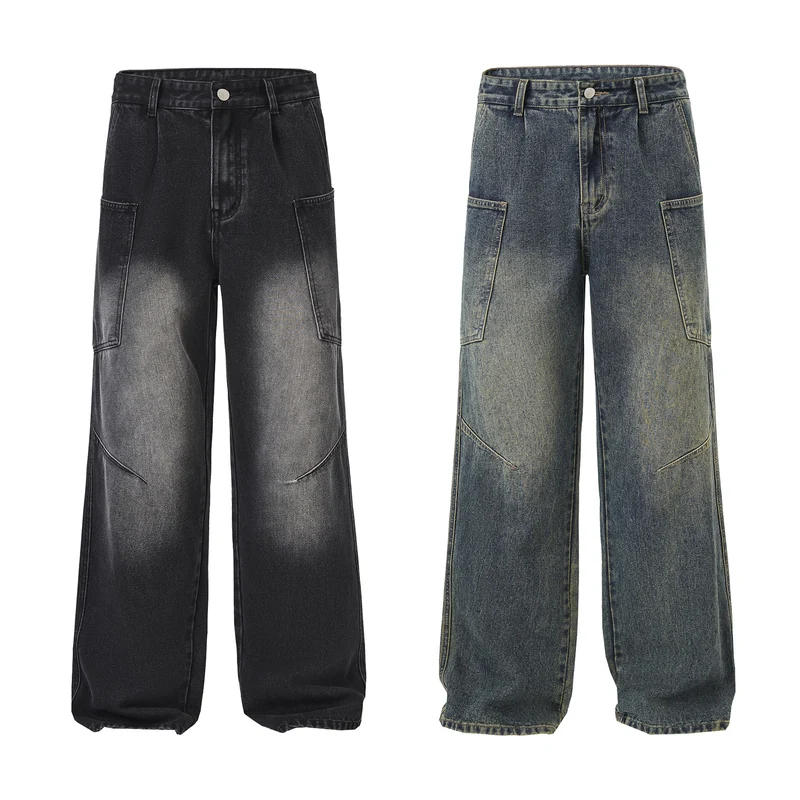 Herren Baggy-Denim-Cargohose mit ergonomischen Knieabnähern und großzügigen Fronttaschen Nord Taschen