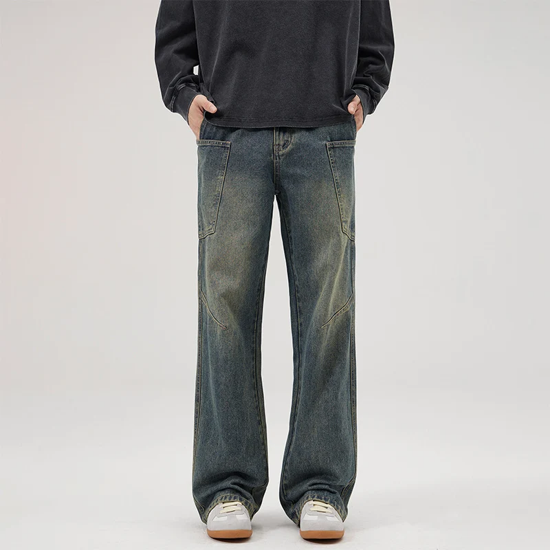 Herren Baggy-Denim-Cargohose mit ergonomischen Knieabnähern und großzügigen Fronttaschen Nord Taschen