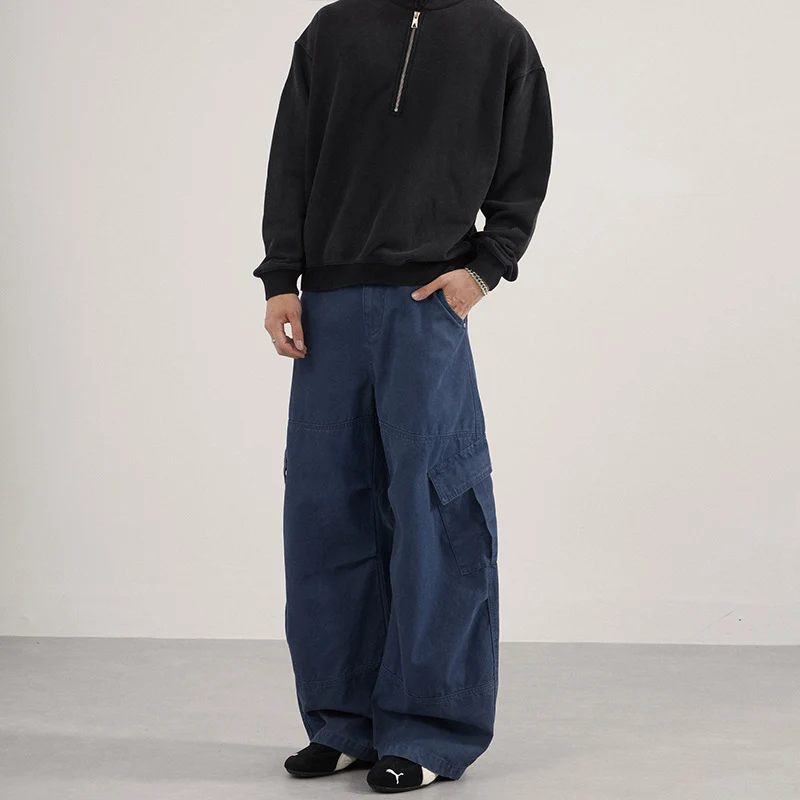 Herren Baggy-Cargohose im Utility-Stil mit tiefem Bund und extra weitem Bein Nord Taschen