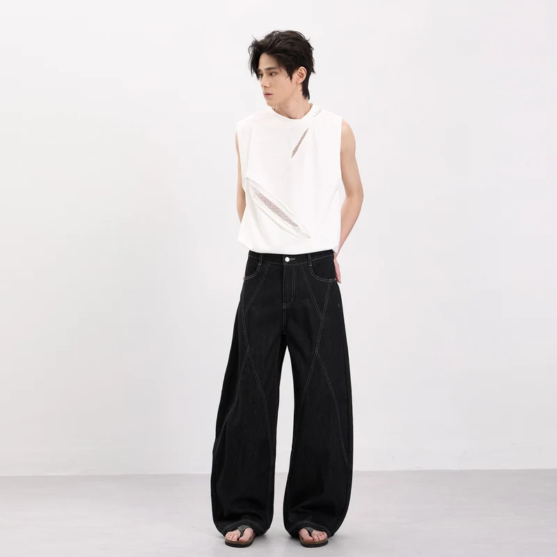 Herren Ärmelloses Oversize-Tanktop mit Mesh‑Einsätzen und asymmetrischem Schnitt Nord Taschen