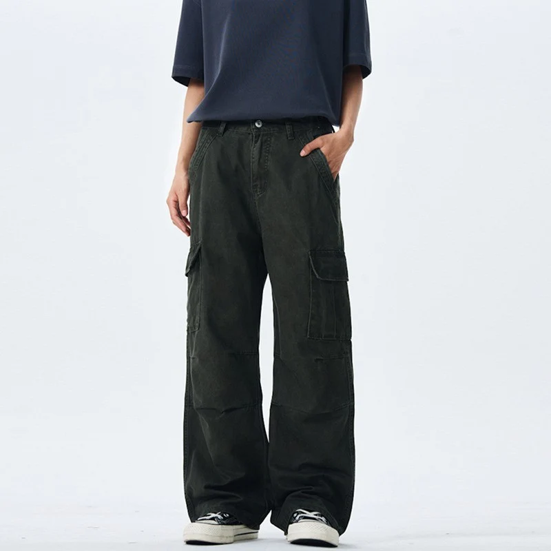 Damen Weitgeschnittene Cargo-Hose mit hoher Taille und aufgesetzten Taschen Nord Taschen