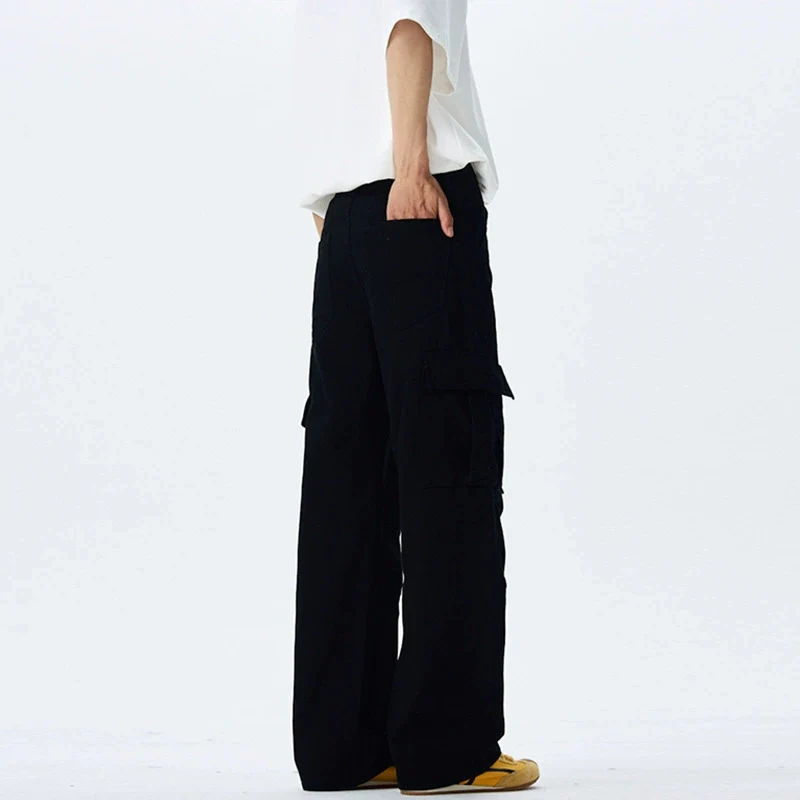 Damen Weitgeschnittene Cargo-Hose mit hoher Taille und aufgesetzten Taschen Nord Taschen