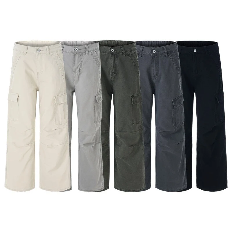 Damen Weitgeschnittene Cargo-Hose mit hoher Taille und aufgesetzten Taschen Nord Taschen