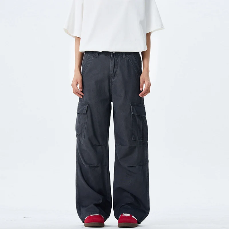 Damen Weitgeschnittene Cargo-Hose mit hoher Taille und aufgesetzten Taschen Nord Taschen