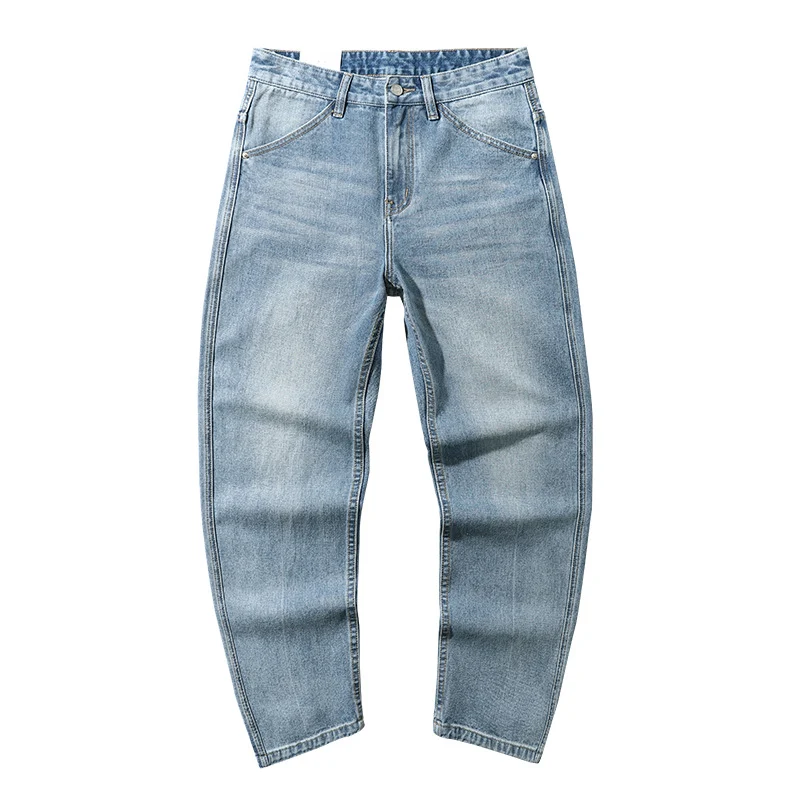 Damen weite verjüngende Denim-Jeans mit mittelhoher Taille Nord Taschen