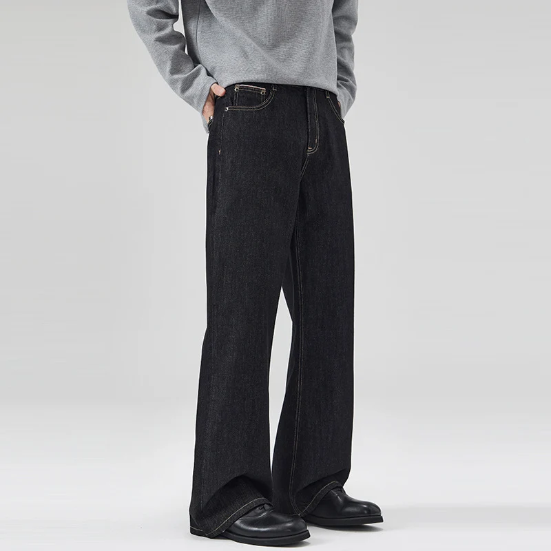 Damen Weite gefütterte Denim-Palazzo-Jeans mit mittelhohem Bund Nord Taschen