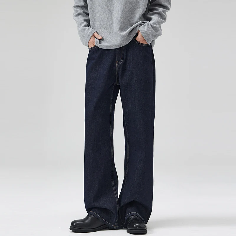 Damen Weite gefütterte Denim-Palazzo-Jeans mit mittelhohem Bund Nord Taschen
