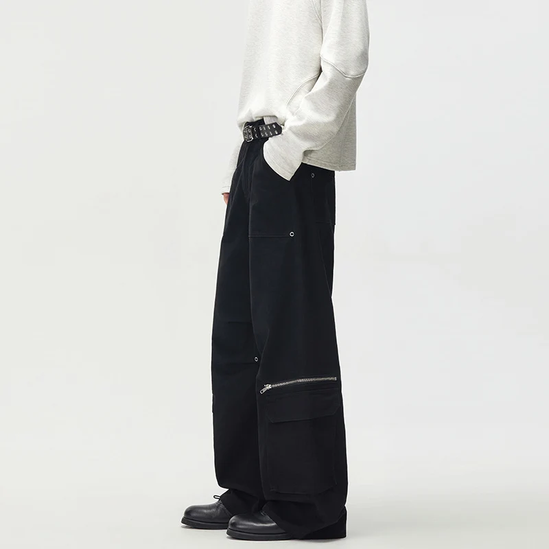 Damen Weite Cargo-Palazzo-Hose mit Reißverschluss- und Klappentaschen Nord Taschen