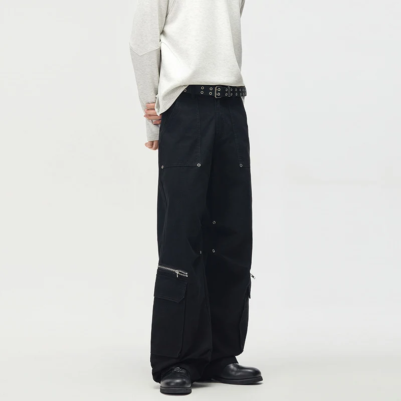 Damen Weite Cargo-Palazzo-Hose mit Reißverschluss- und Klappentaschen Nord Taschen