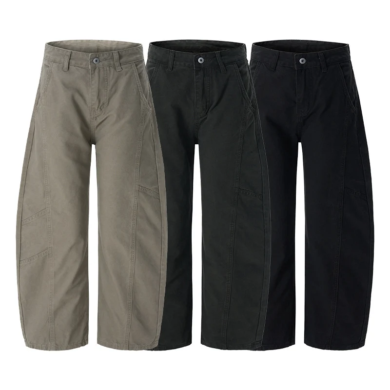 Damen weite Cargo-Hose mit hoher Taille und markanten Nahtdetails Nord Taschen