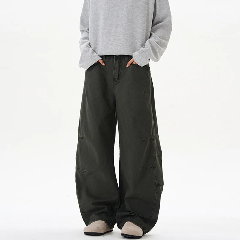 Damen Ultraweite Baumwoll-Canvas Palazzo-Hose mit elastischem Bund und Utility-Nähten Nord Taschen
