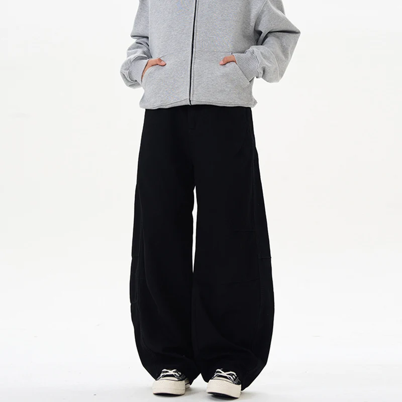 Damen Ultraweite Baumwoll-Canvas Palazzo-Hose mit elastischem Bund und Utility-Nähten Nord Taschen
