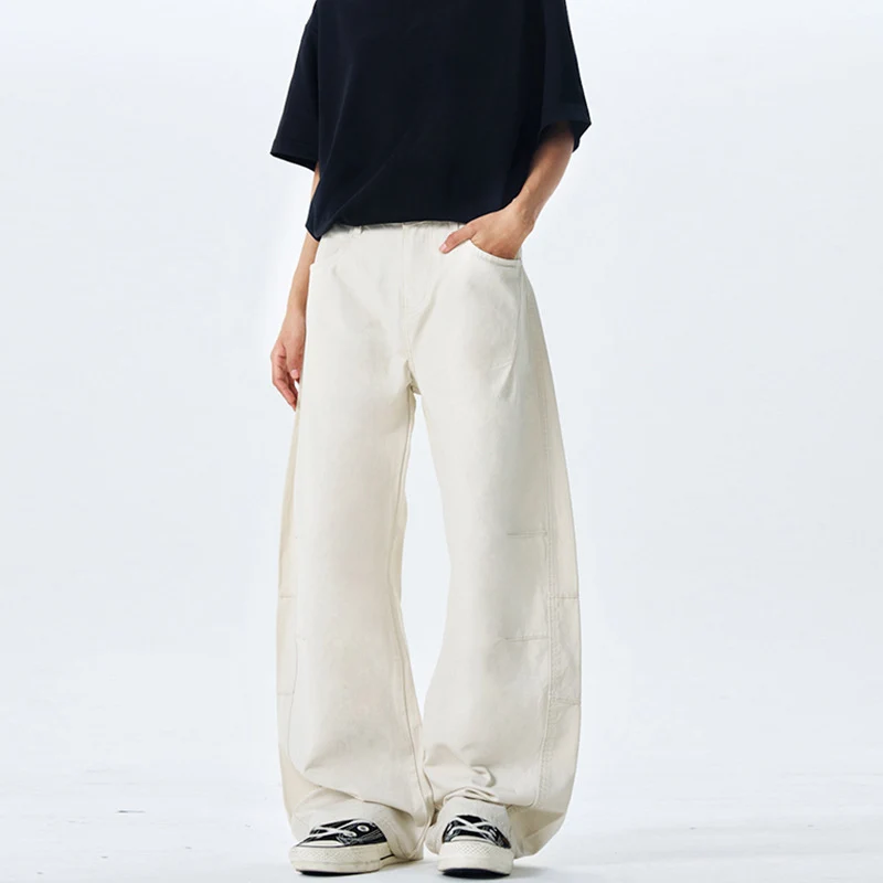 Damen Ultraweite Baumwoll-Canvas Palazzo-Hose mit elastischem Bund und Utility-Nähten Nord Taschen