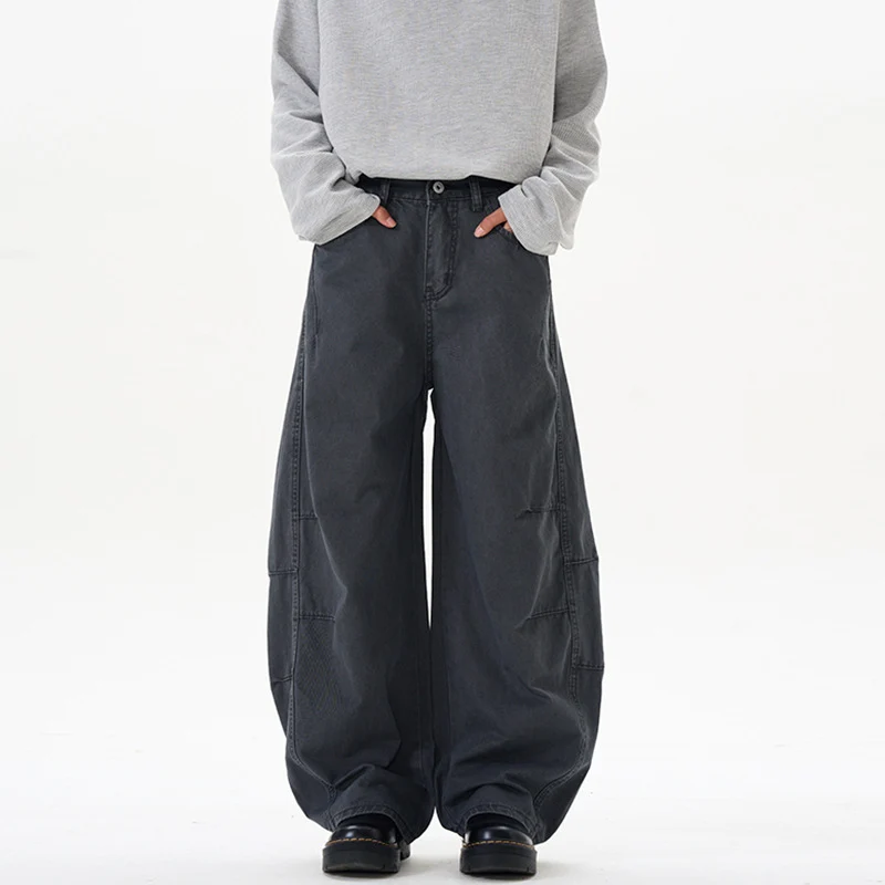 Damen Ultraweite Baumwoll-Canvas Palazzo-Hose mit elastischem Bund und Utility-Nähten Nord Taschen