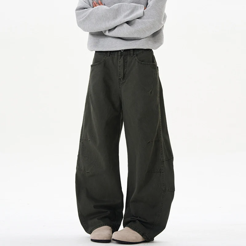Damen Ultraweite Baumwoll-Canvas Palazzo-Hose mit elastischem Bund und Utility-Nähten Nord Taschen
