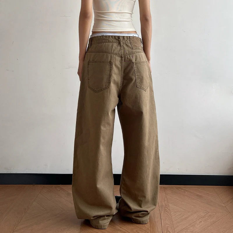 Damen Tiefsitzende Baggy-Denimhose mit ultraweitem Bein und relaxed-Fit Nord Taschen
