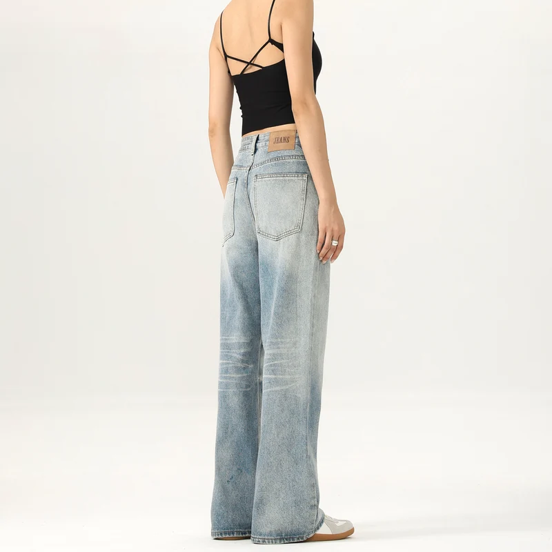 Damen Relaxed Straight-to-Flare Jeans im Vintage-Look mit extra langer Saumkante Nord Taschen