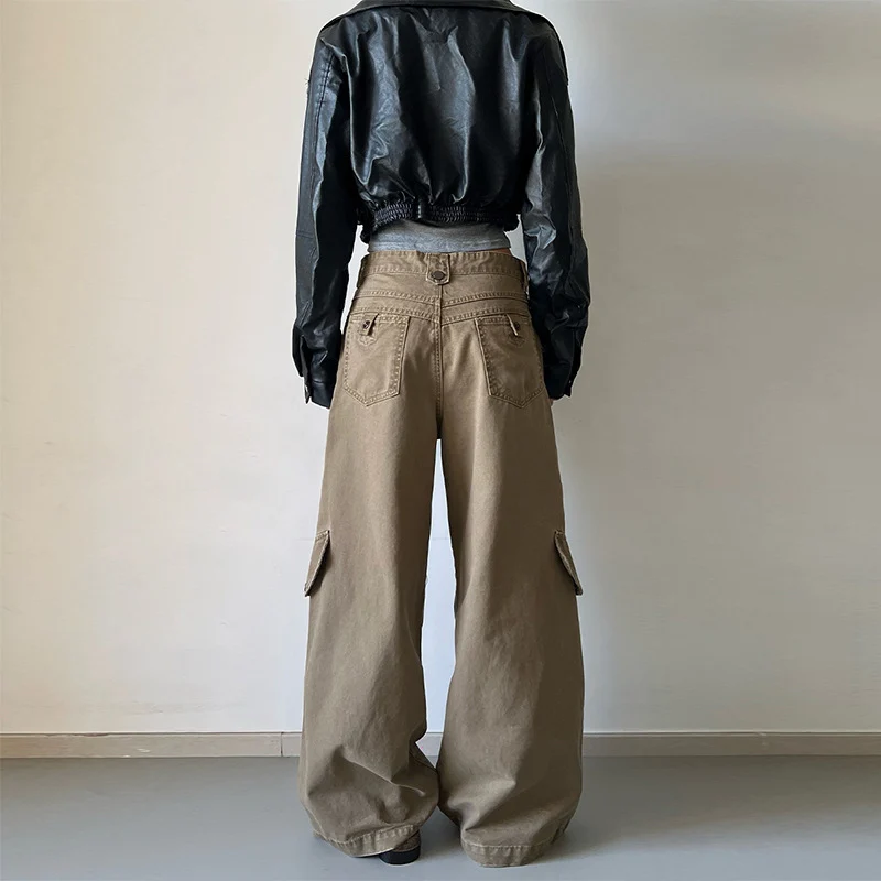 Damen Oversized Cargopalazzo-Hose aus Baumwoll-Twill mit seitlicher Klappentasche Nord Taschen