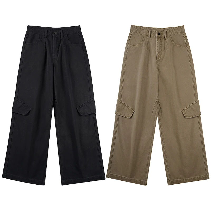 Damen Oversized Cargopalazzo-Hose aus Baumwoll-Twill mit seitlicher Klappentasche Nord Taschen