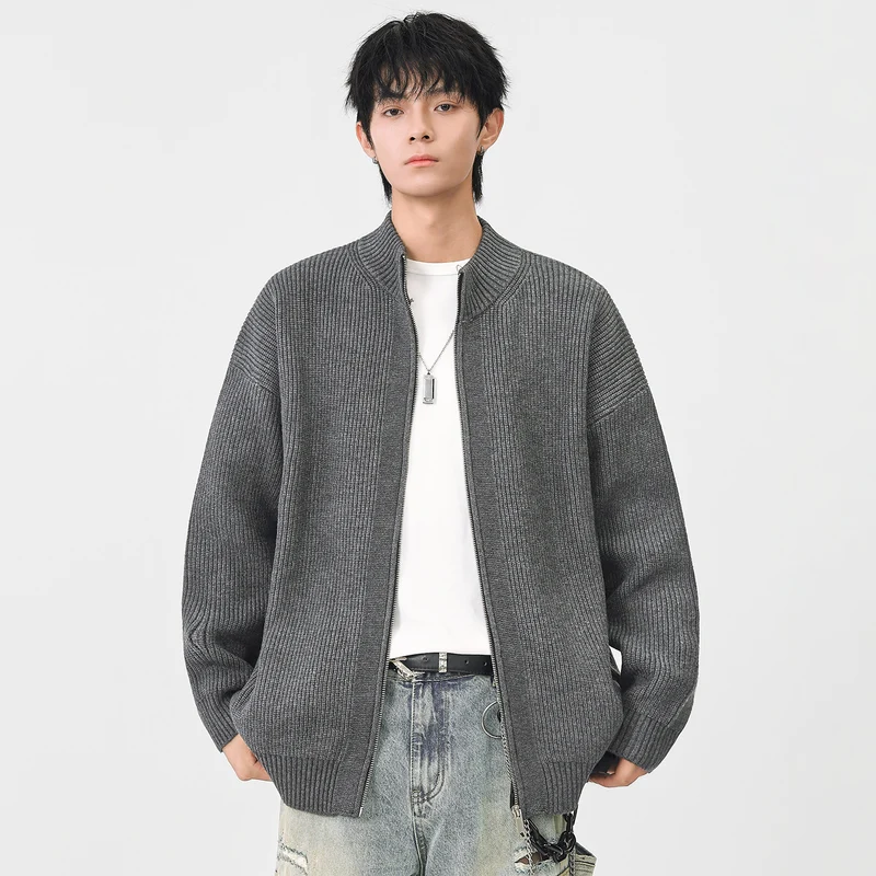 Damen Oversize-Strickjacke mit durchgehendem Reißverschluss und Stehkragen Nord Taschen