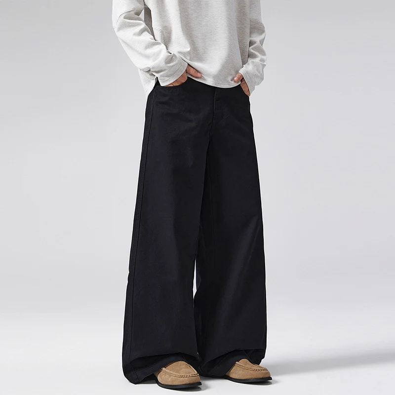 Damen Hochgeschnittene Extraweite Palazzo-Hose aus Baumwoll‑Twill mit bodenlanger Silhouette Nord Taschen