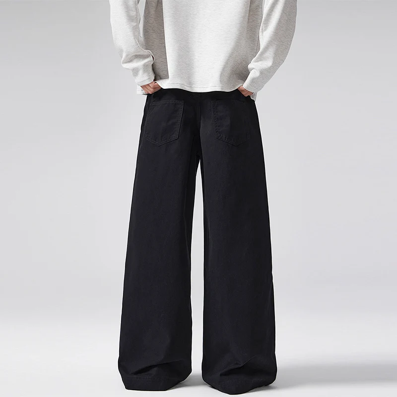 Damen Hochgeschnittene Extraweite Palazzo-Hose aus Baumwoll‑Twill mit bodenlanger Silhouette Nord Taschen