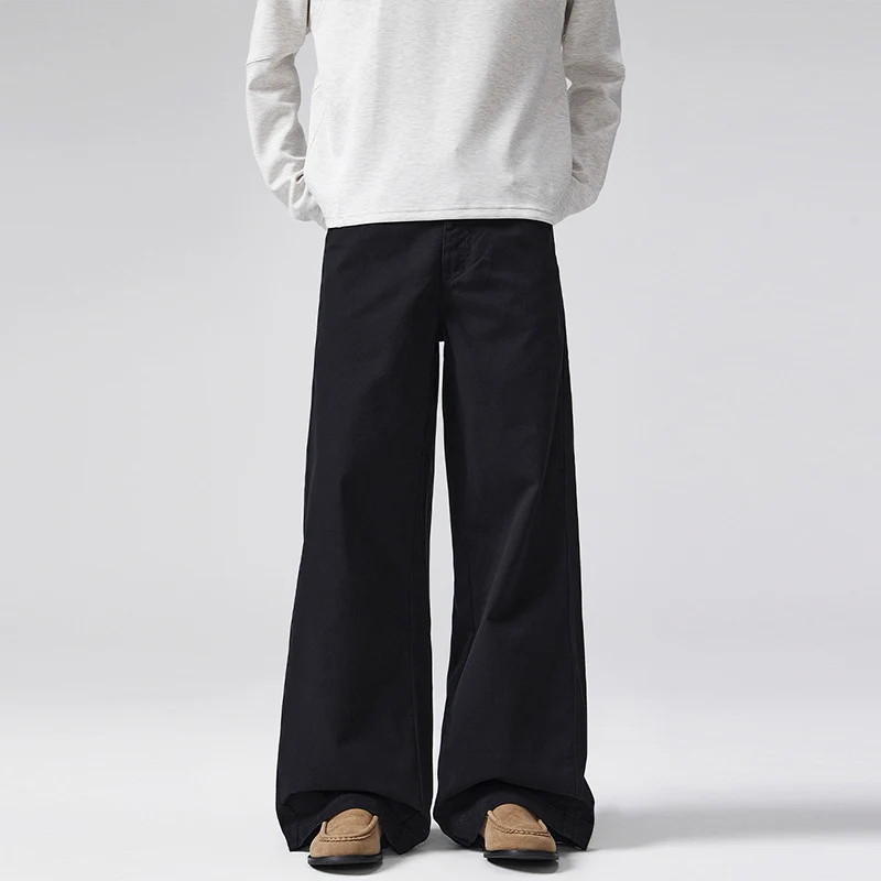 Damen Hochgeschnittene Extraweite Palazzo-Hose aus Baumwoll‑Twill mit bodenlanger Silhouette Nord Taschen
