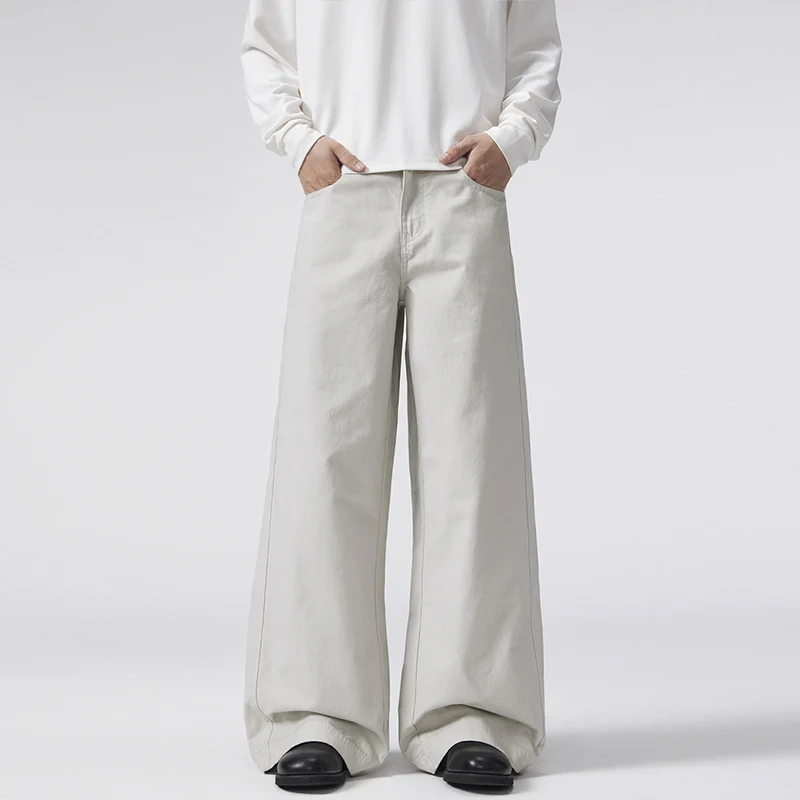 Damen Hochgeschnittene Extraweite Palazzo-Hose aus Baumwoll‑Twill mit bodenlanger Silhouette Nord Taschen