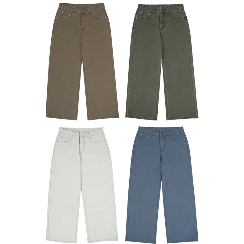 Damen Hochgeschnittene Baumwoll-Jeans mit extra weitem Bein Nord Taschen