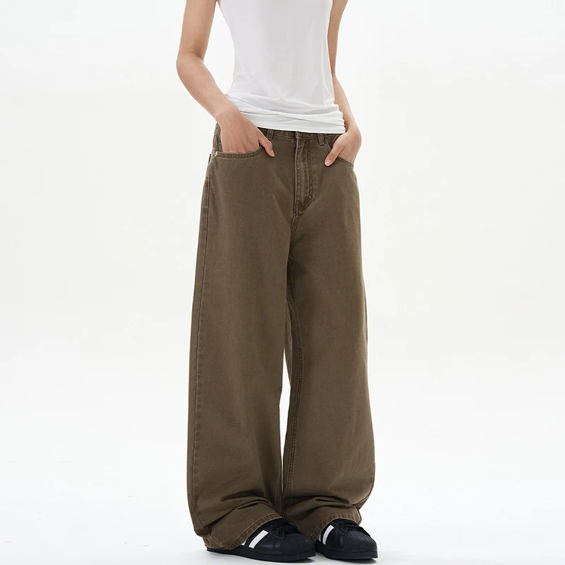 Damen Hochgeschnittene Baumwoll-Jeans mit extra weitem Bein Nord Taschen