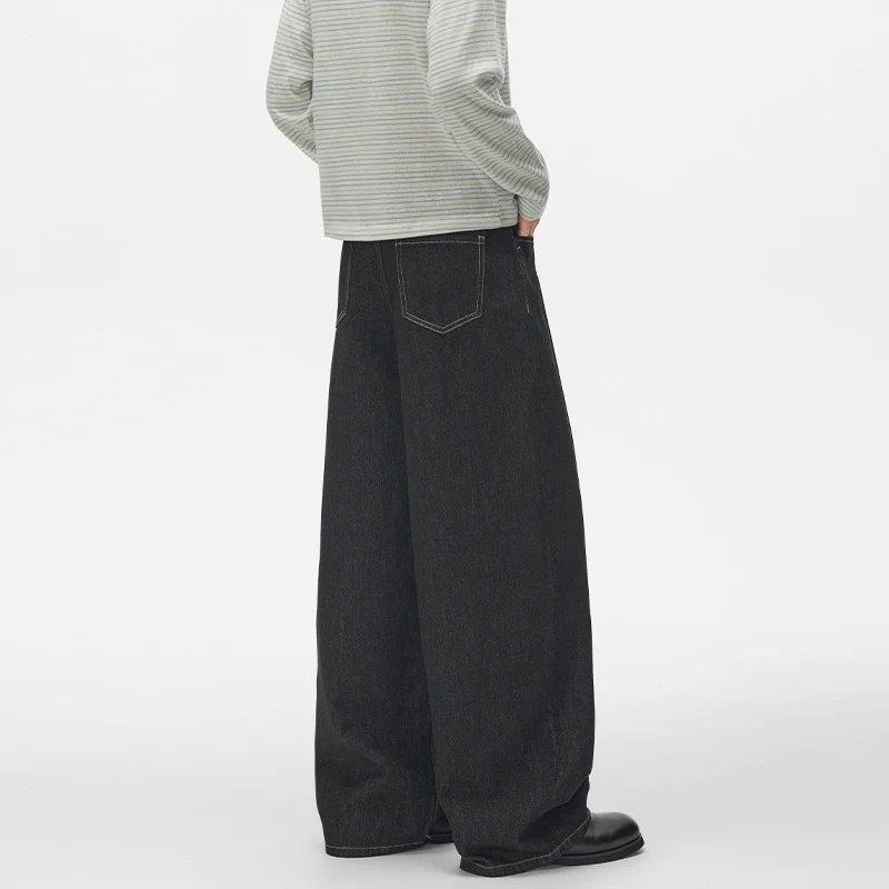 Damen High‑Waist Plissée-Denim-Palazzohose mit ultrabreitem Bein und verlängertem Saum Nord Taschen