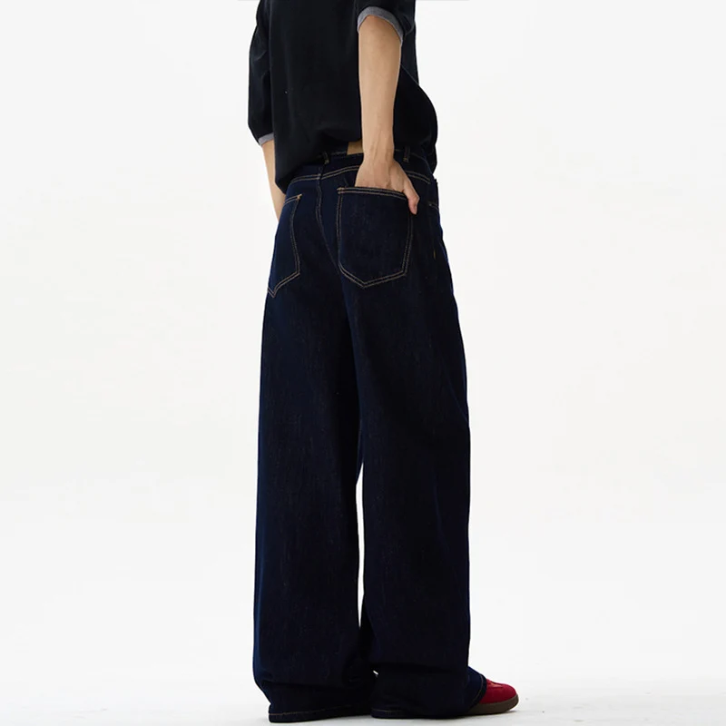 Damen Fließende Oversize-Denim-Palazzohose mit hohem Bund und langen Saumfalten Nord Taschen