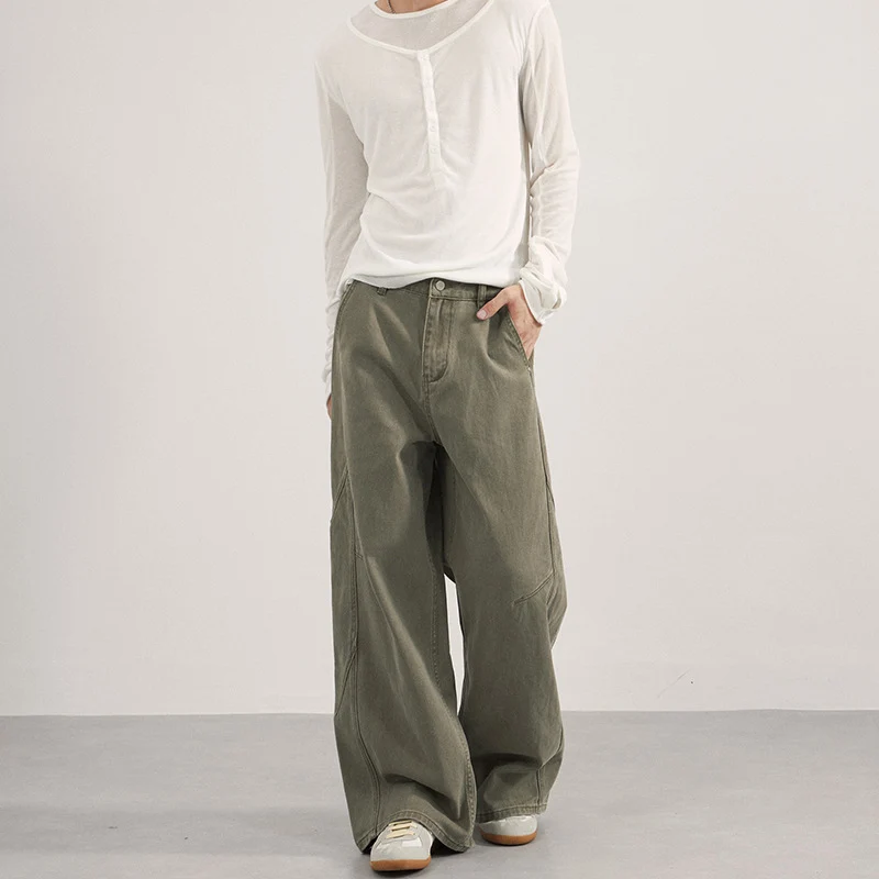 Damen Extraweite Twill‑Palazzohose mit tiefem Schritt und dekorativen Nahtpaneelen Nord Taschen