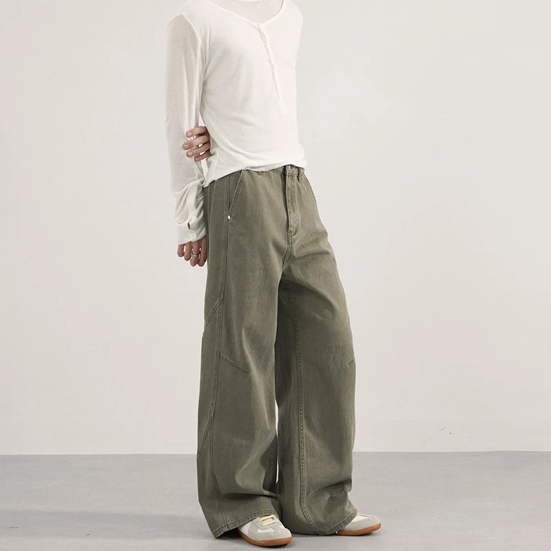 Damen Extraweite Twill‑Palazzohose mit tiefem Schritt und dekorativen Nahtpaneelen Nord Taschen