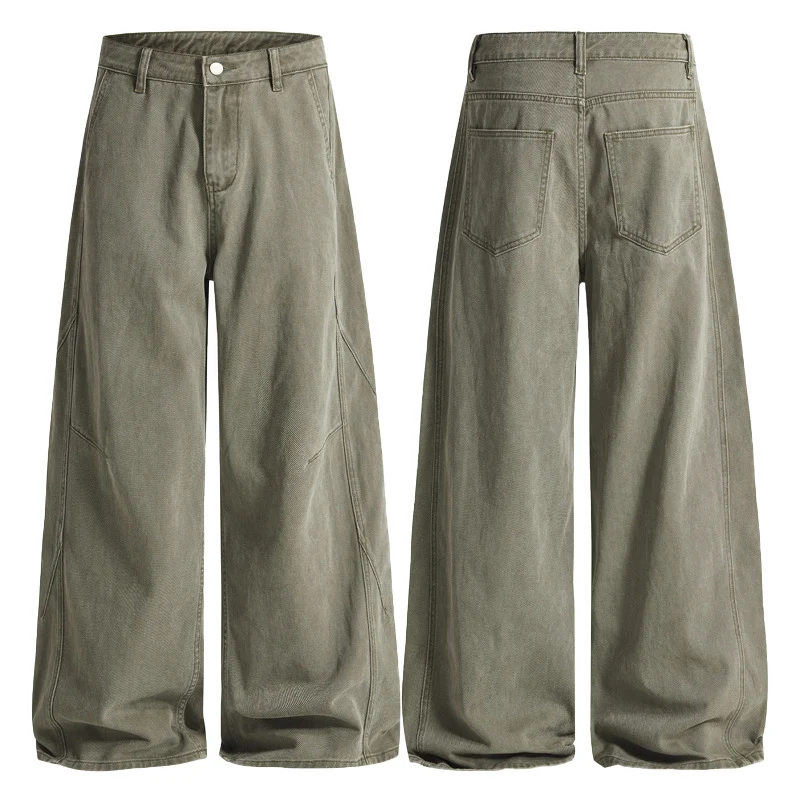 Damen Extraweite Twill‑Palazzohose mit tiefem Schritt und dekorativen Nahtpaneelen Nord Taschen