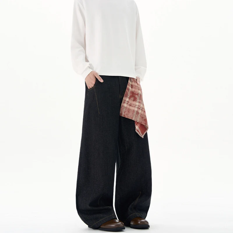 Damen Extraweite Palazzo-Jeans aus schwerem Denim mit bodenlangem weitem Bein Nord Taschen