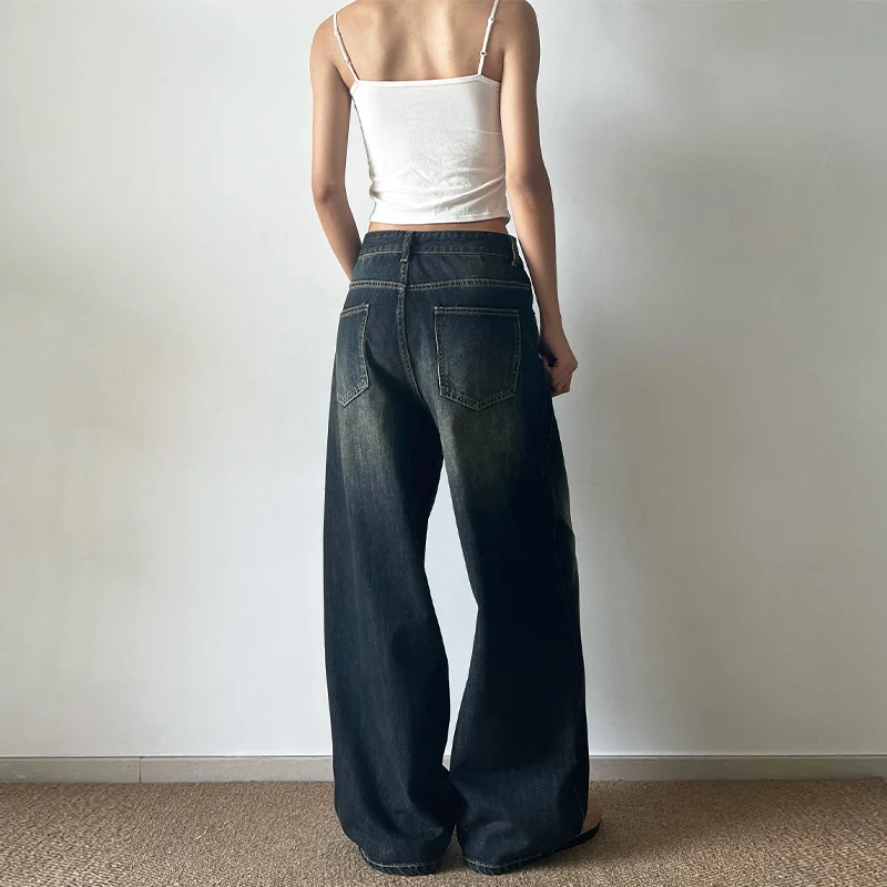 Damen Extraweite Low‑Rise Baggy-Jeans im Vintage-Waschung Nord Taschen
