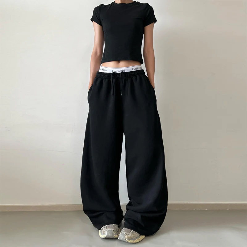 Damen Extraweite High‑Waist Sweathose aus Baumwollmix mit Tunnelzug Nord Taschen