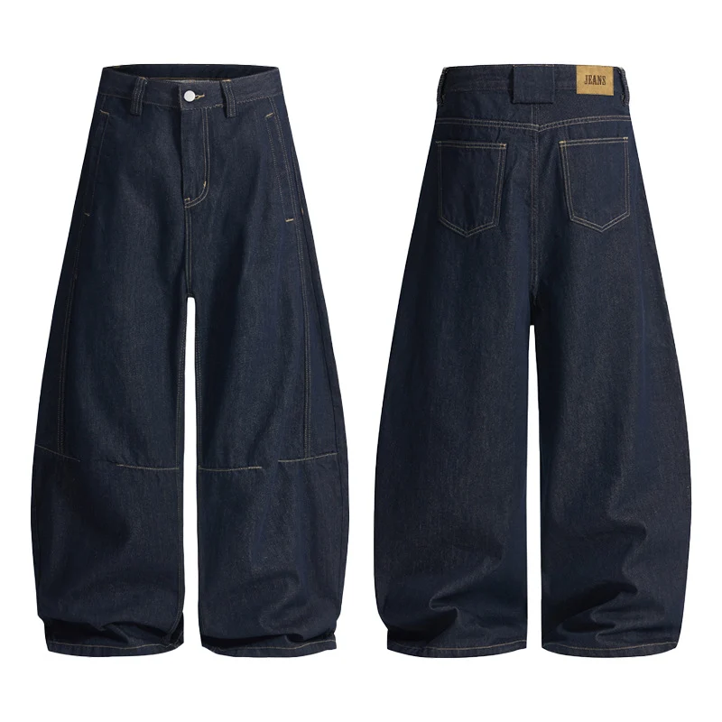 Damen Extraweite High‑Waist Denim‑Hose mit bodenlangem weitem Bein Nord Taschen