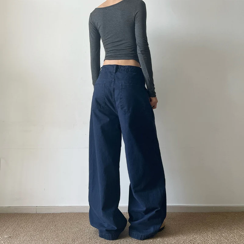 Damen Extraweite High‑Waist Baumwoll-Twill-Hose mit Nietenbesatz und Palazzoschnitt Nord Taschen