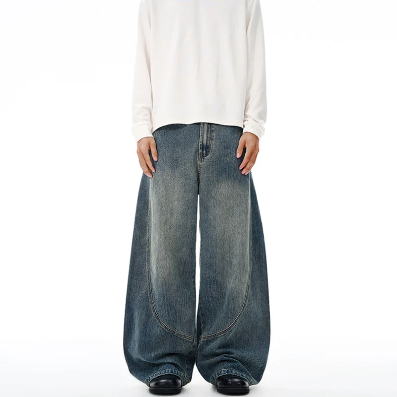 Damen Extraweite Denim-Palazzohose mit skulpturalen Rundnähten Nord Taschen