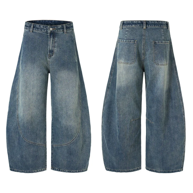 Damen Extraweite Denim-Palazzohose mit skulpturalen Rundnähten Nord Taschen
