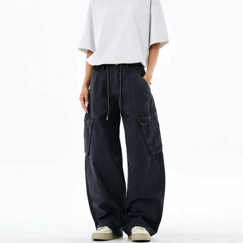 Damen Extraweite Cargo-Denim-Palazzohose mit Tunnelzugbund und aufgesetzten Klappentaschen Nord Taschen