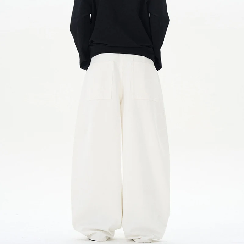 Damen Bodenlange Oversized-Palazzo-Hose aus schwerem Baumwoll-Canvas mit verdecktem Bund Nord Taschen