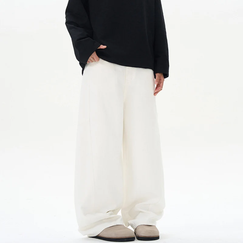 Damen Bodenlange Oversized-Palazzo-Hose aus schwerem Baumwoll-Canvas mit verdecktem Bund Nord Taschen
