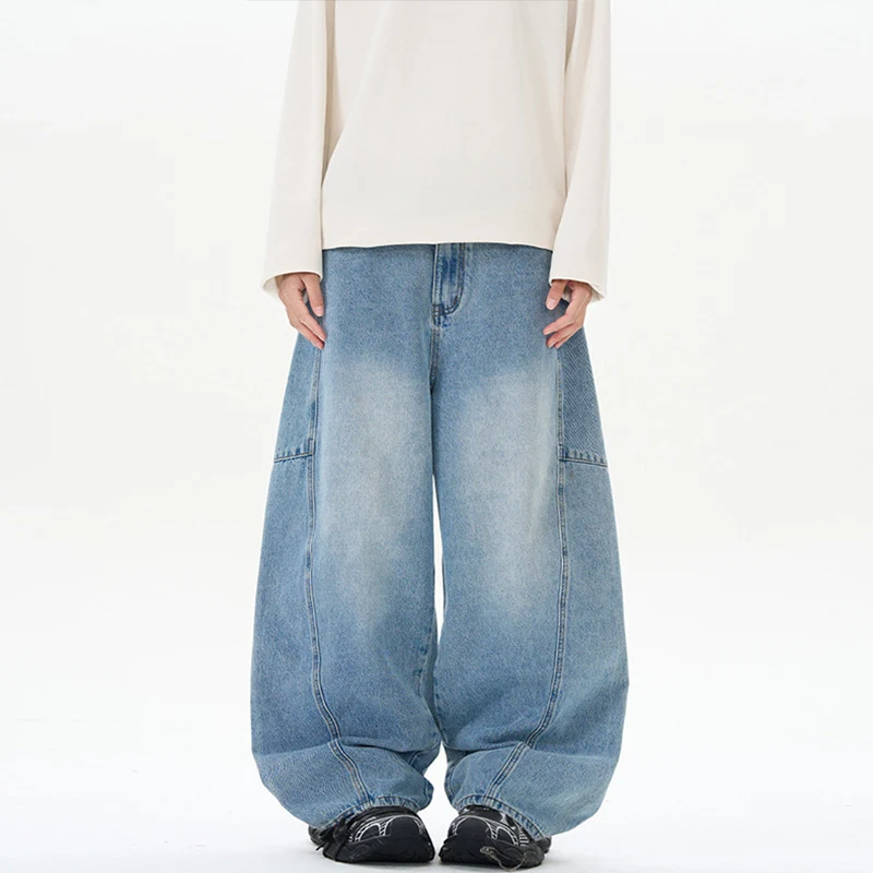 Damen Bodenlange Oversized-Palazzo-Hose aus schwerem Baumwoll-Canvas mit verdecktem Bund Nord Taschen