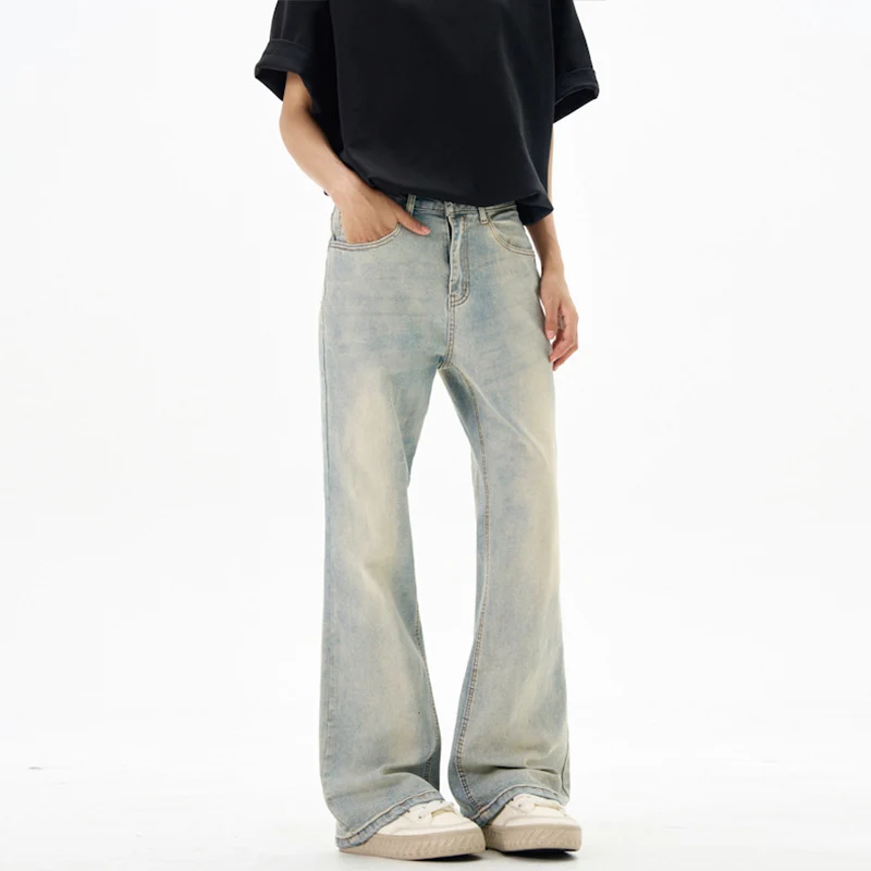 Damen Bodenlange Flared-Denim-Jeans mit extra weitem Bein und niedriger Bundlinie Nord Taschen