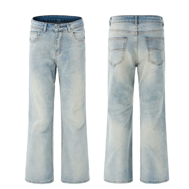 Damen Bodenlange Flared-Denim-Jeans mit extra weitem Bein und niedriger Bundlinie Nord Taschen